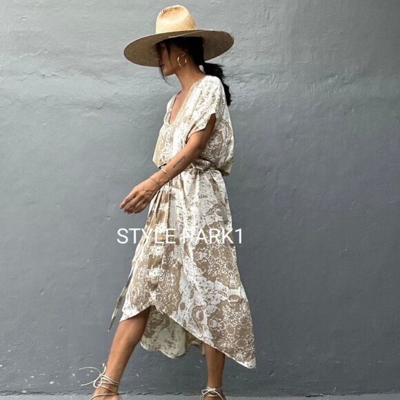 Boho Maxi Dress with Tie - Picture 1 of 5